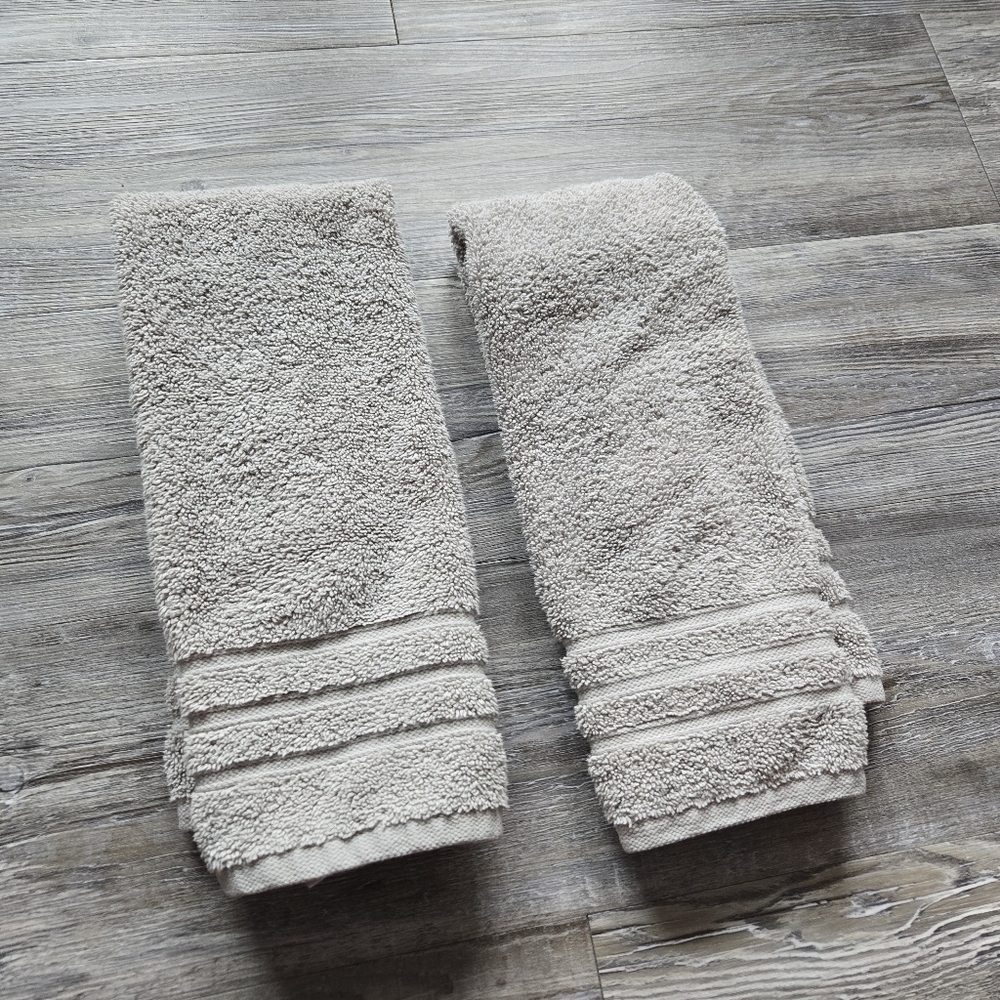 2 Gray Bathroom Hand Towels
